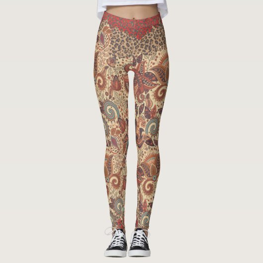 Wilde SeitenBoho Leggings Cougar-Paisleys (Vorderseite)