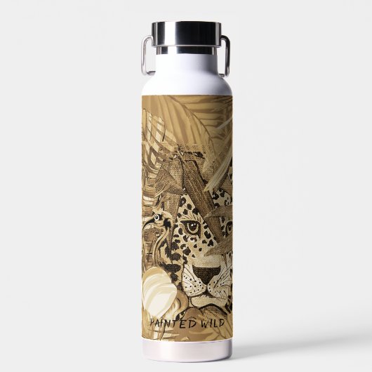 Wilde Sepia-Leopard-Wasserflasche Trinkflasche (Vorne)
