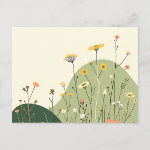 Wilde skandinavische Wildblumen und geometrische L Postkarte
