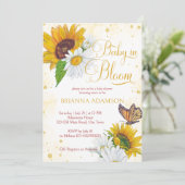 Wilde Sonnenblumen Baby in blühender Babydusche Einladung (Stehend Vorderseite)