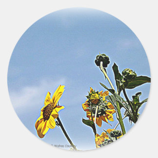 Wilde Sonnenblumen Runder Aufkleber