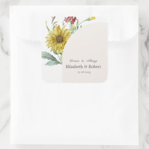 Wilde Sonnenblumen Schmetterlinge Quadratischer Aufkleber