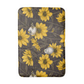 Wilde Sonnenblumen und goldfarbene Vögel/gelb Badematte (Vorderseite Vertikal)