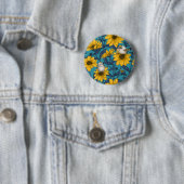 Wilde Sonnenblumen und goldfarbene Vögel/gelb Button (Beispiel)