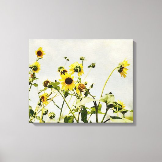 Wilde Sonnenblumen und Gray Sky Art Canvas Print Leinwanddruck (Vorderseite)