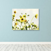 Wilde Sonnenblumen und Gray Sky Art Canvas Print Leinwanddruck (Insitu (Holzboden))