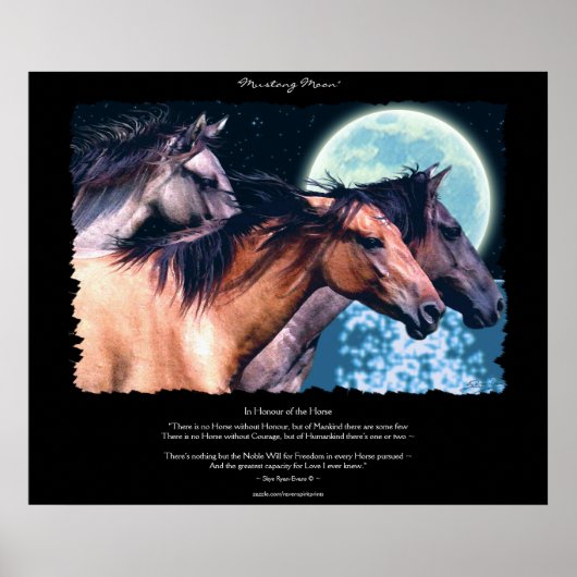 Wilde Spanische Mustang Pferde Art & Gedicht Poste Poster (Vorne)