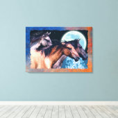 Wilde Spanische Mustang Pferde Fantasie Art Leinwanddruck (Insitu (Holzboden))