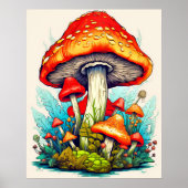 Wilde Sprouting Forest Mushrooms Poster (Vorne)