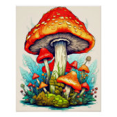Wilde Sprouting Forest Mushrooms Poster (Vorderseite)