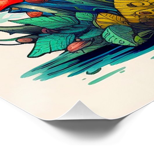 Wilde Sprouting Forest Mushrooms Poster (Ecke)