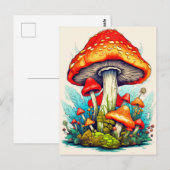 Wilde Sprouting Forest Mushrooms Postkarte (Vorne/Hinten)