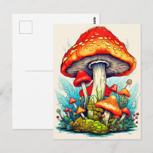 Wilde Sprouting Forest Mushrooms Postkarte (Vorne/Hinten)