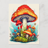 Wilde Sprouting Forest Mushrooms Postkarte (Vorderseite)