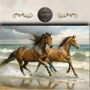 Wilde Strandpferde Malerei Decoupage Seidenpapier