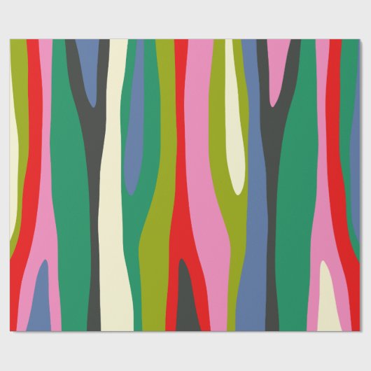 Wilde Streifen Modernes, vielfarbiges Abstraktes M Geschenkpapier (Flach)