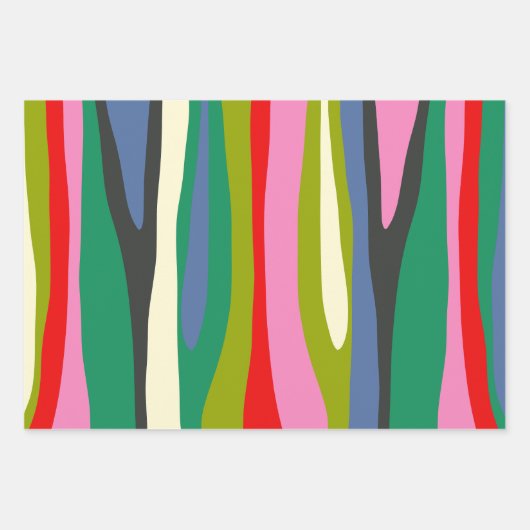 Wilde Streifen Modernes, vielfarbiges Abstraktes M Geschenkpapier Set (Vorderseite 3)