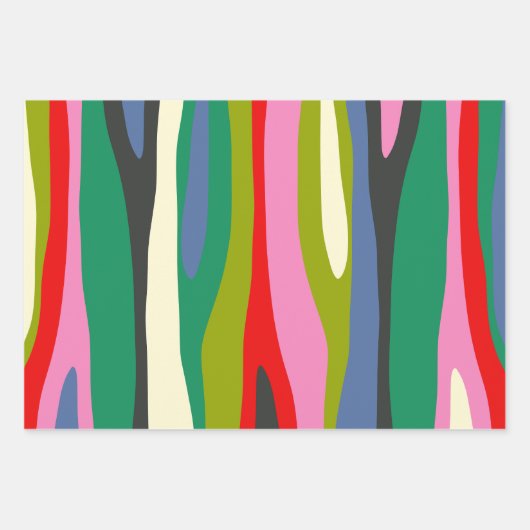 Wilde Streifen Modernes, vielfarbiges Abstraktes M Geschenkpapier Set (Vorderseite)