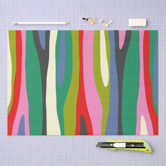 Wilde Streifen Modernes, vielfarbiges Abstraktes M Seidenpapier (Handwerk)