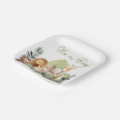 Wilde Tier Baby Shower Quadratischer Papier Teller (Gewinkelt)