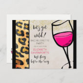 Wilde Tierdrucke und Weinglas Bachelorette Postkarte (Vorne/Hinten)