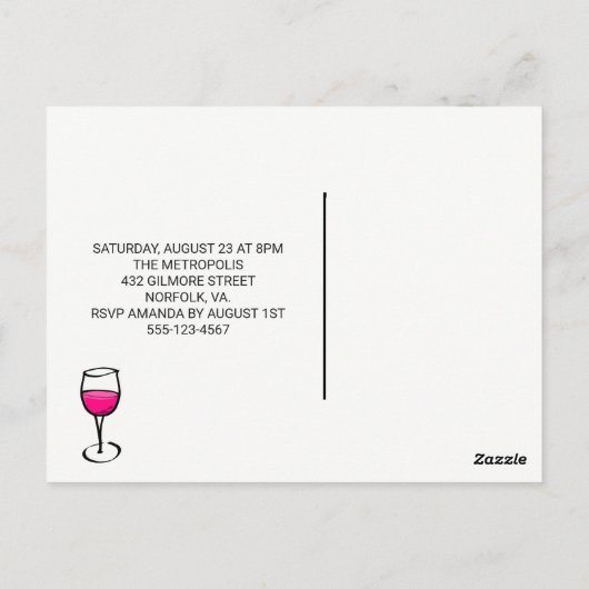 Wilde Tierdrucke und Weinglas Bachelorette Postkarte (Rückseite)