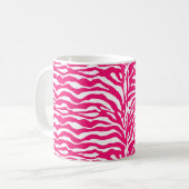 Wilde Tierdrucke, Zebra in Fuchsia, Rosa und Weiß Kaffeetasse (Vorderseite Links)