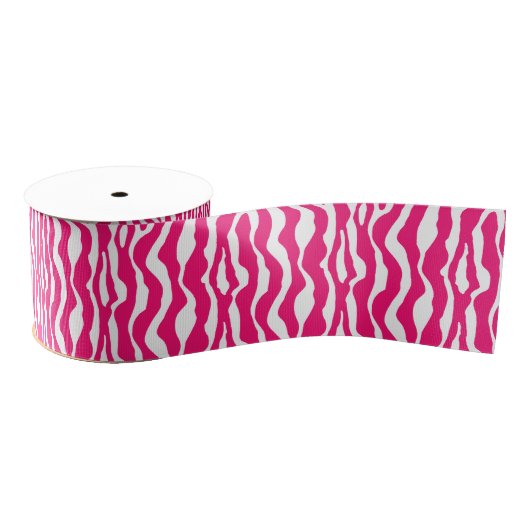 Wilde Tierdrucke, Zebra in Fuchsia, Rosa und Weiß Ripsband (Spule)