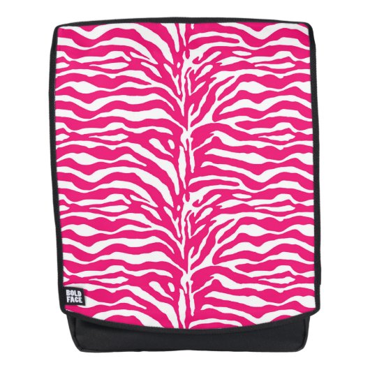 Wilde Tierdrucke, Zebra in Fuchsia, Rosa und Weiß Rucksack (Vorderseite)