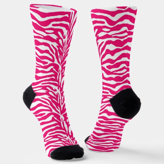 Wilde Tierdrucke, Zebra in Fuchsia, Rosa und Weiß Socken (Gewinkelt)