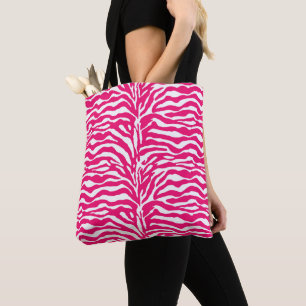 Wilde Tierdrucke, Zebra in Fuchsia, Rosa und Weiß Tasche