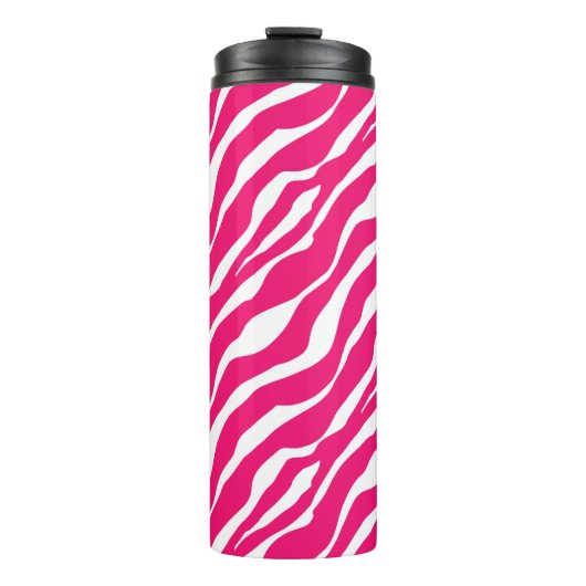 Wilde Tierdrucke, Zebra in Fuchsia, Rosa und Weiß Thermosbecher (Vorderseite)