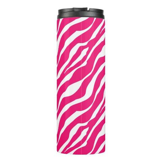 Wilde Tierdrucke, Zebra in Fuchsia, Rosa und Weiß Thermosbecher (Rückseite)