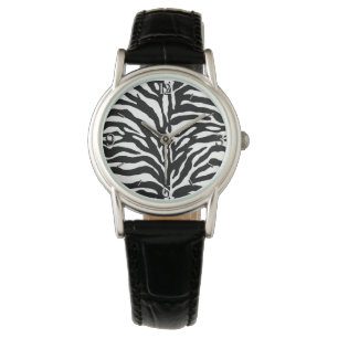 Wilde Tierdrucke, Zebra in Schwarz und Weiß Armbanduhr