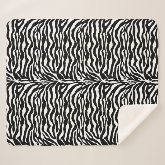 Wilde Tierdrucke, Zebra in Schwarz und Weiß Sherpadecke (Vorderseite (Horizontal))