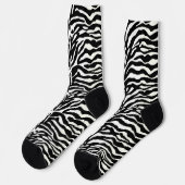 Wilde Tierdrucke, Zebra in Schwarz und Weiß Socken (Linkes Detail)
