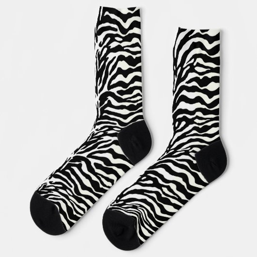 Wilde Tierdrucke, Zebra in Schwarz und Weiß Socken (Linkes Detail)