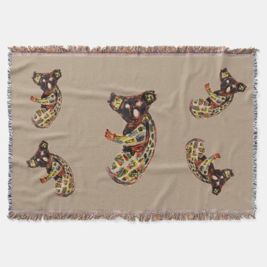 Wilde Tiere Aborigine-Kunst Koalas Decke (Vorderseite)