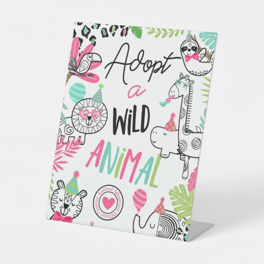 Wilde Tiere Adoption Sockelschild (Vorderseite)