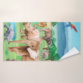 Wilde Tiere Afrikas im Hintergrund Badehandtuch (Badehandtuch)