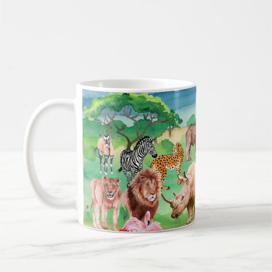 Wilde Tiere Afrikas im Hintergrund Kaffeetasse (Links)