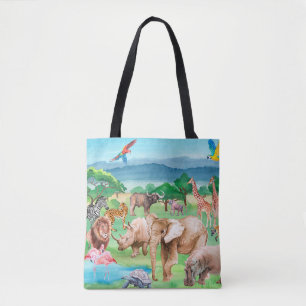 Wilde Tiere Afrikas im Hintergrund Tasche