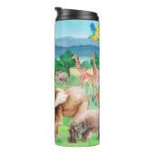 Wilde Tiere Afrikas im Hintergrund Thermosbecher (Nach rechts gedreht)