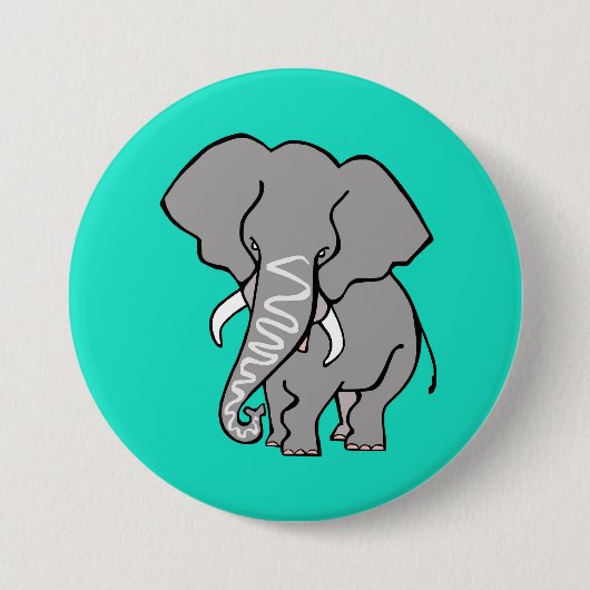 Wilde Tiere - Aqua - ELEPHANT - Tierfreund - Button (Vorderseite)