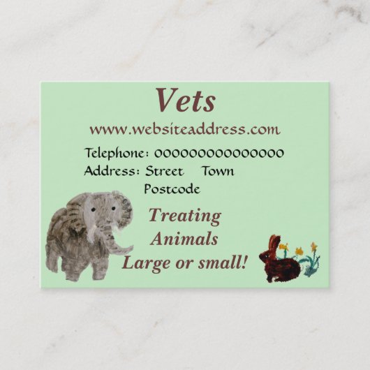 Wilde Tiere Art Visitenkarte (Vorderseite)