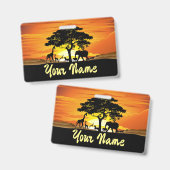 Wilde Tiere auf der afrikanischen Savanna Sunset Ausweis (Front & Back)