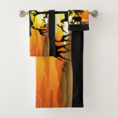 Wilde Tiere auf der afrikanischen Savanna Sunset Badhandtuch Set (Insitu)