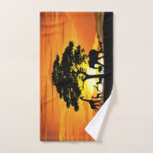 Wilde Tiere auf der afrikanischen Savanna Sunset Badhandtuch Set (Handtuch)