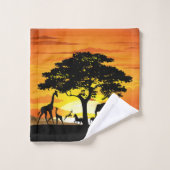 Wilde Tiere auf der afrikanischen Savanna Sunset Badhandtuch Set (Waschlappen)