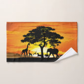 Wilde Tiere auf der afrikanischen Savanna Sunset Badhandtuch Set (Handtuch)